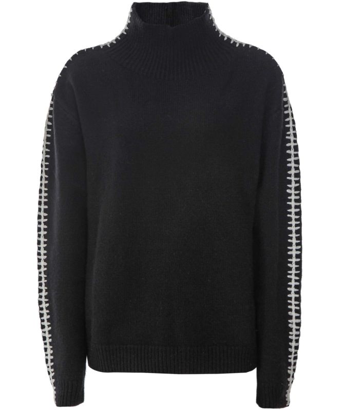 Soft Goat Whipstitch Turtleneck Cashmere Jumper