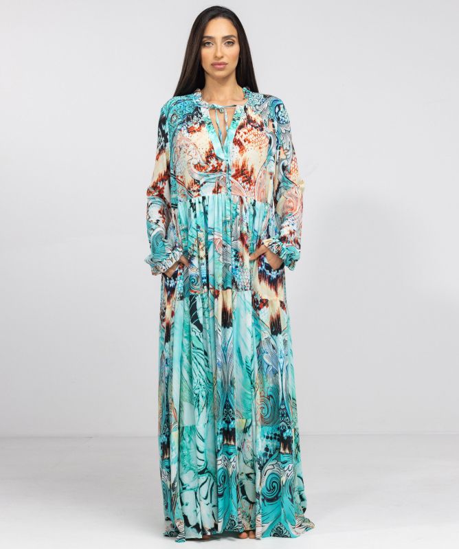 Inoa Gold Coast Silk Long Sleeve Maxi Dress