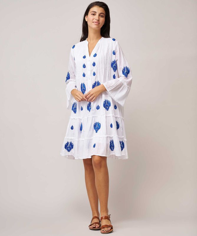 green emerald velvet dress KJP Women's Lobster Bay Striped Oxford Shirtdress in Blue and White M main image 1