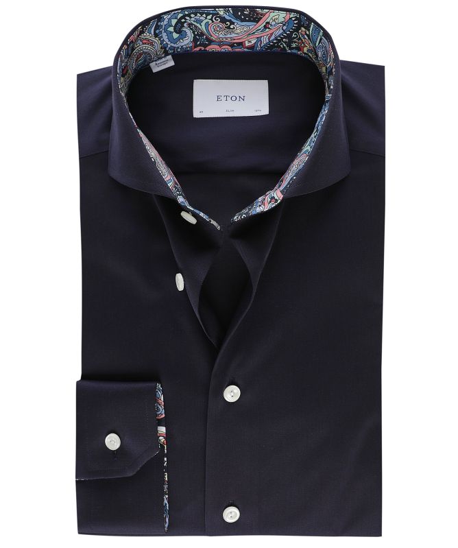 Eton Slim Fit Paisley Trim Shirt