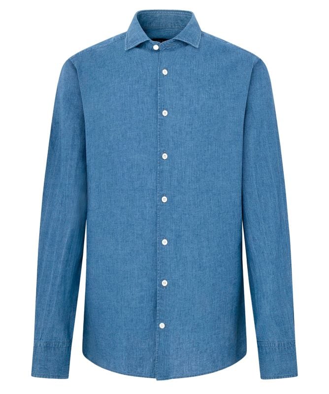 Hackett Slim Fit Linen Houndstooth Shirt