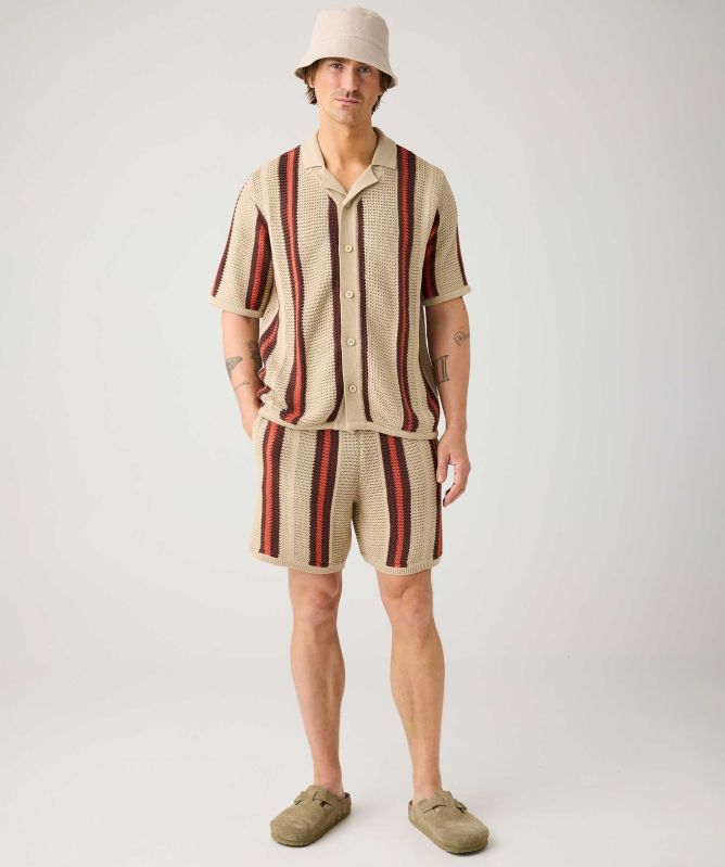 Knowledge Cotton Striped Knitted Shirt