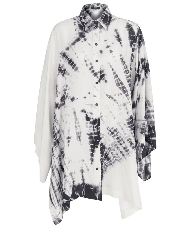 NU London Wide Sleeve Tie-Dye Silk Tunic Shirt