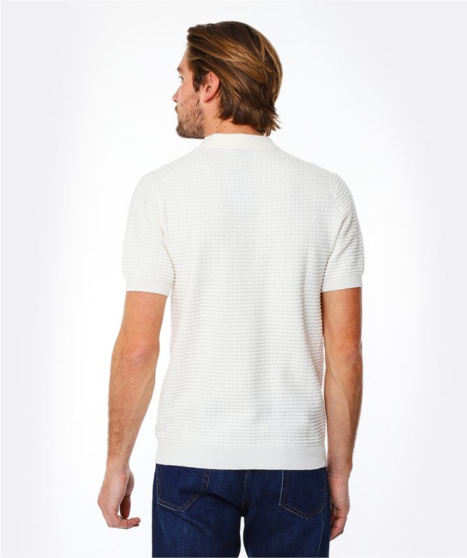 Thomas Maine Cotton Cashmere Waffle Polo Shirt