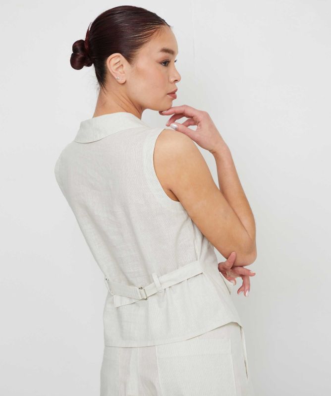 Lurdes Bergada Striped Linen Waistcoat