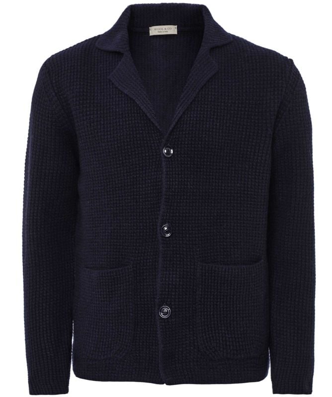 Wool and Co Waffle Knit Button Cardigan