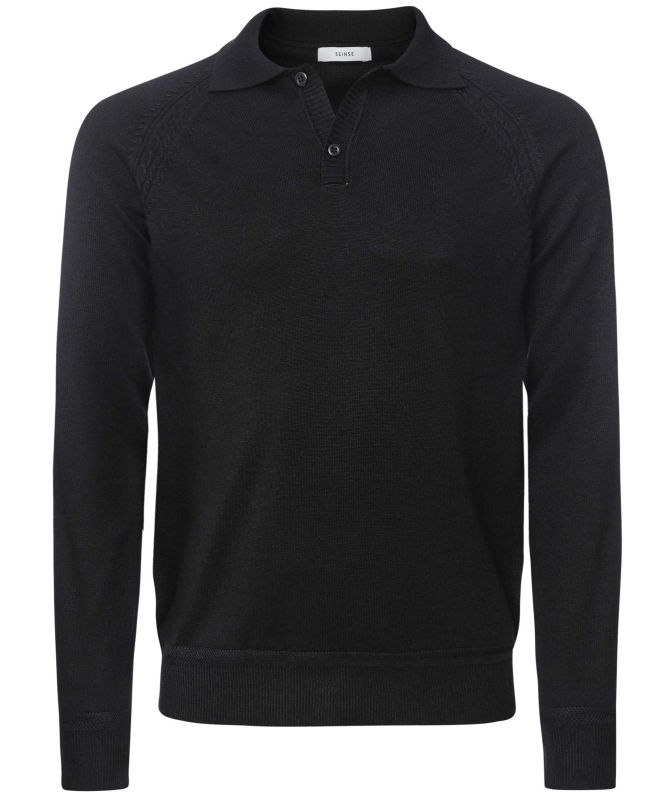 Seinse Long Sleeve Knitted Polo Shirt