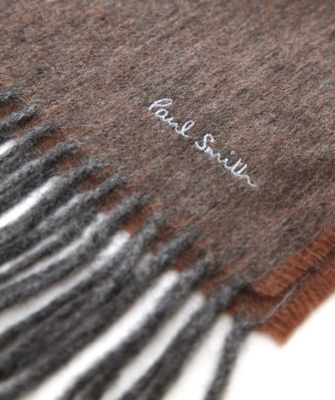 Paul Smith Wool Cashmere Striped Trim Scarf