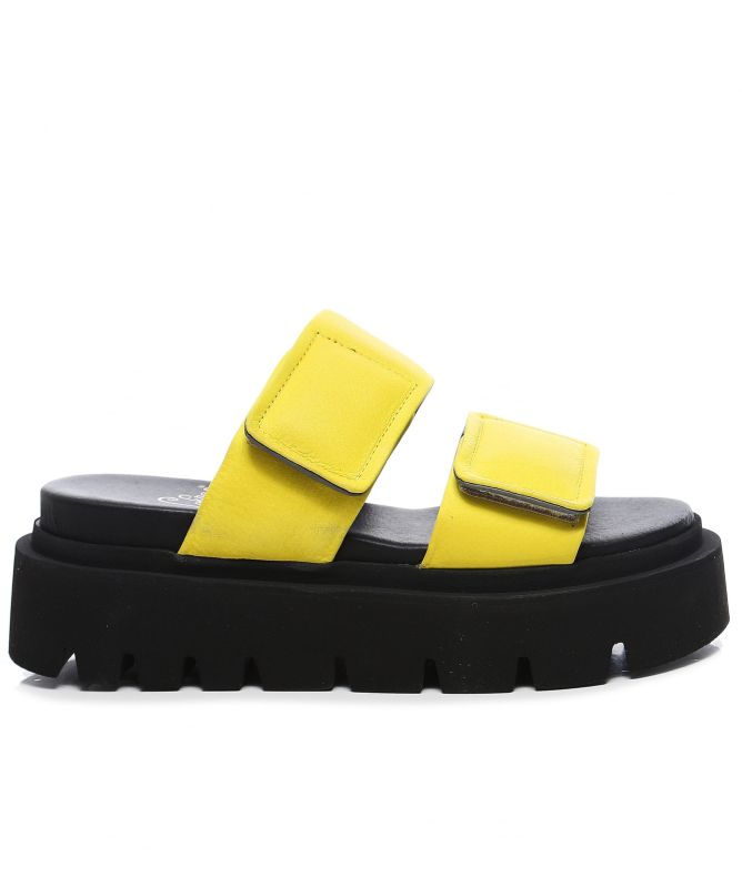 Lofina Gasoline Leather Velcro Sandals