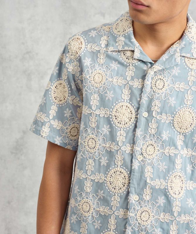 Wax London Short Sleeve Lace Didcot Shirt