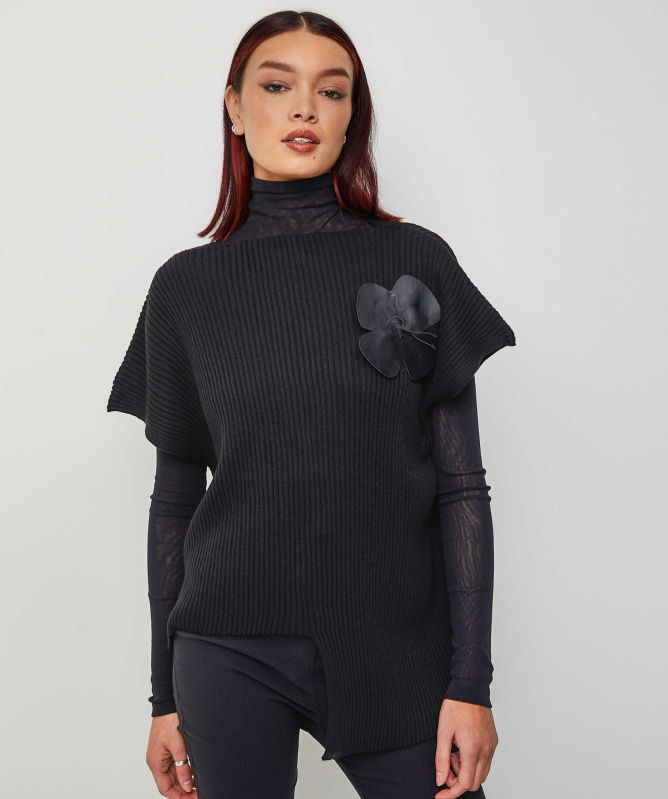 Bize Rib-Knit Poncho Jumper