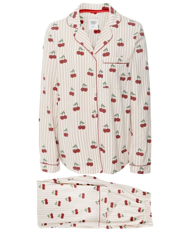Chelsea Peers Cherry Stripe Print Long Pajamas