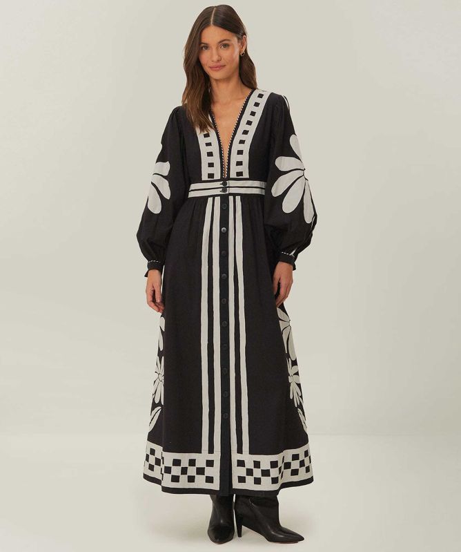 FARM Rio Nature Buttoned Maxi Dress