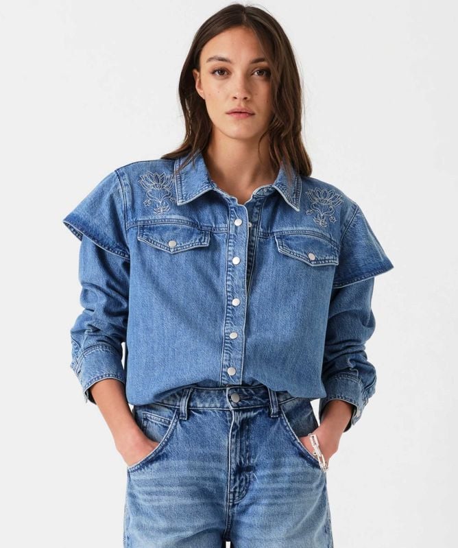 Seventy + Mochi Juno Embroidered Denim Shirt