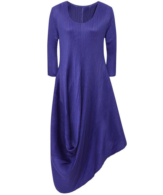 Thanny Asymmetric Plissé Midi Dress