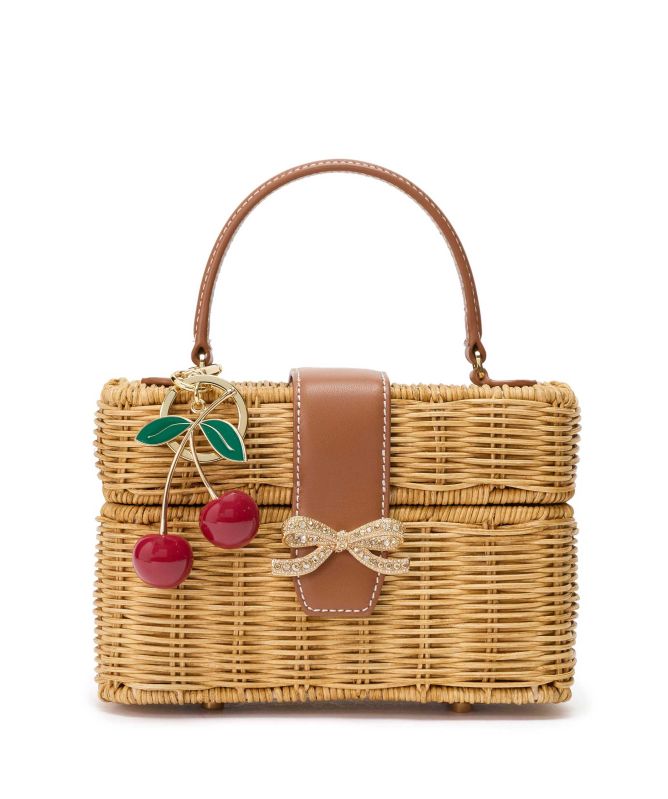 Self-Portrait Rattan Cherry Charm Mini Bag