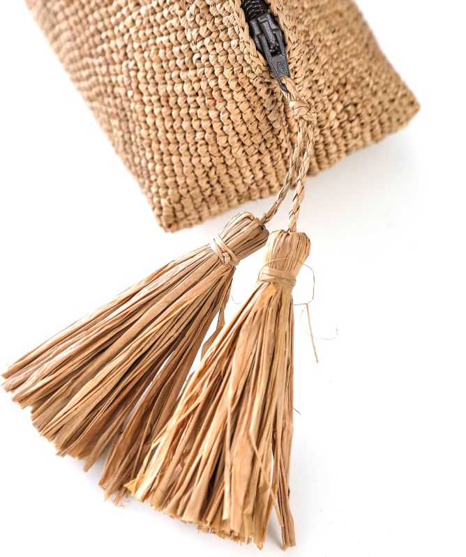 Rabarany Raffia Half Moon Bag