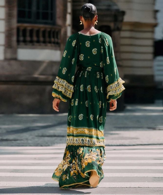 FARM Rio Ayla Long Sleeve Ruffled Maxi Dress