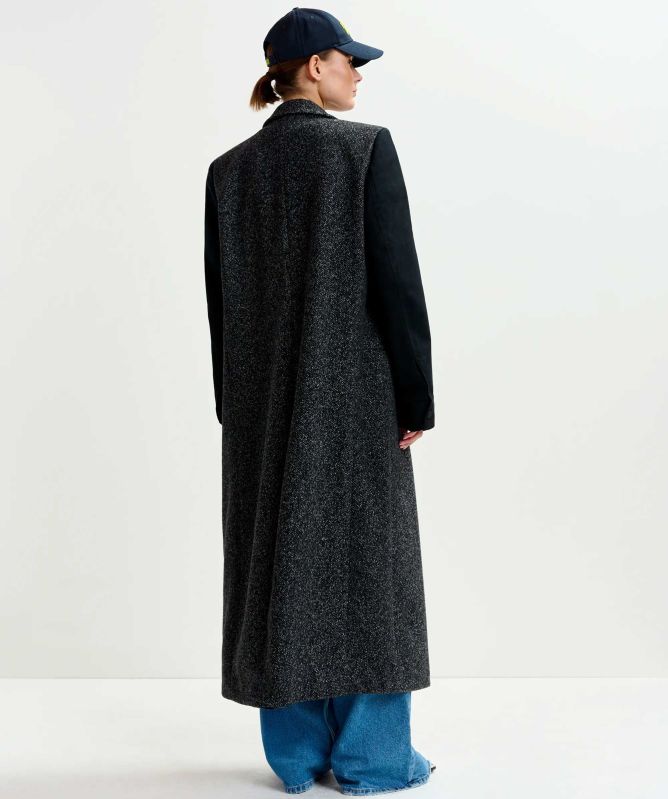 Essentiel Antwerp Ivona Contrast Sleeve Double Breasted Coat