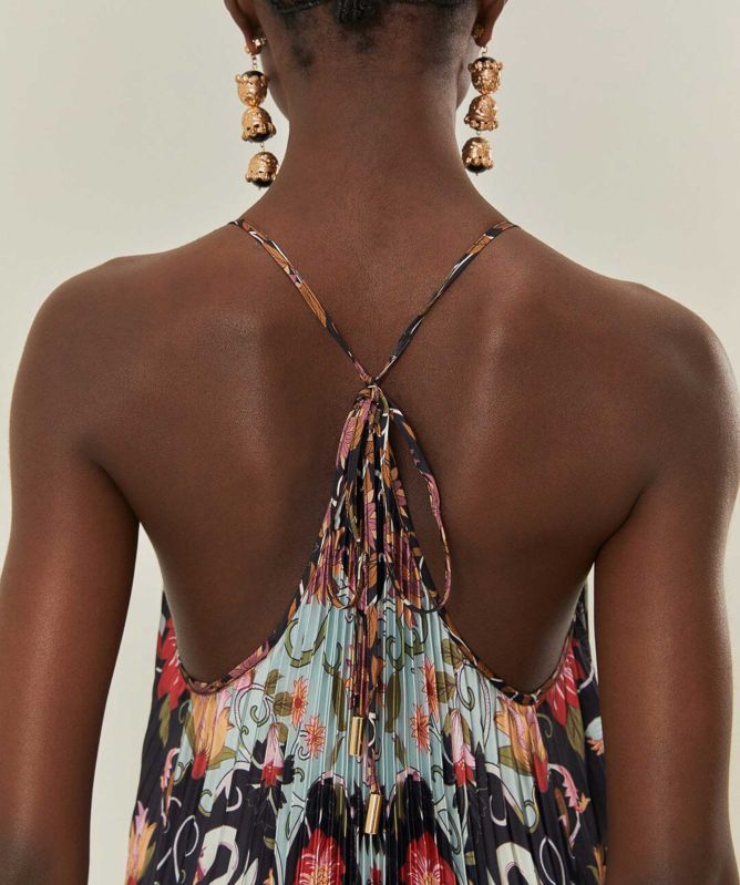 FARM Rio Flowing Beauty Pleated Midi Dress