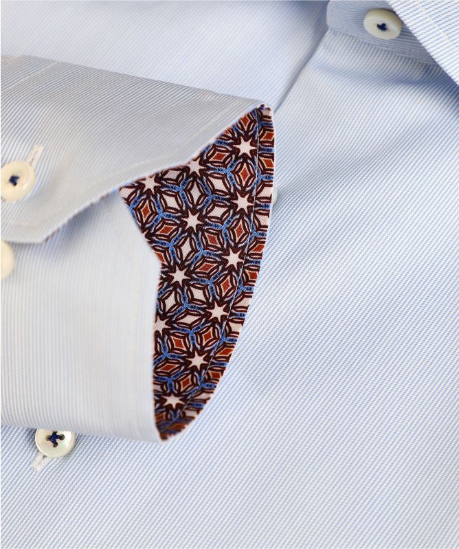 Stenstroms Slimline Floral Trim Pinstripe Shirt