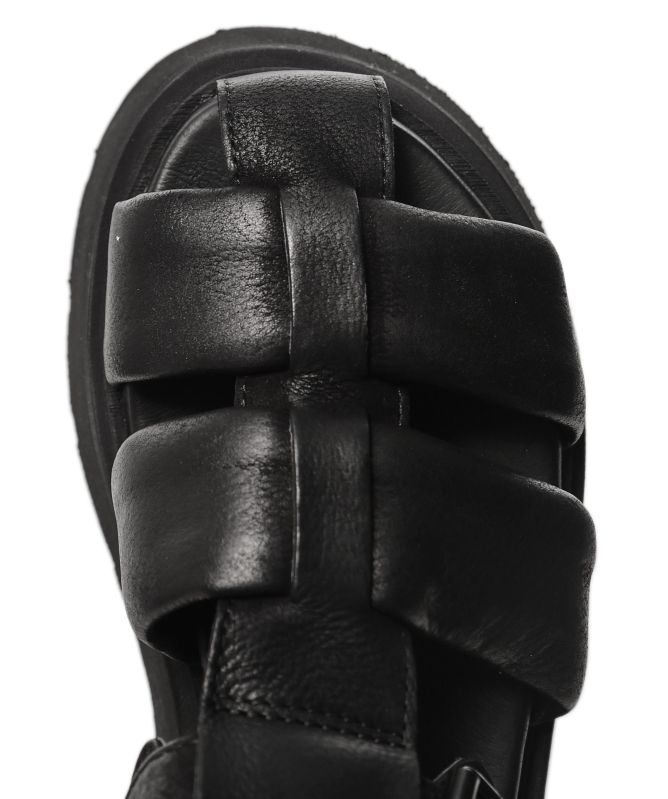 Lofina Black Leather Platform Cage Sandals | Jules B