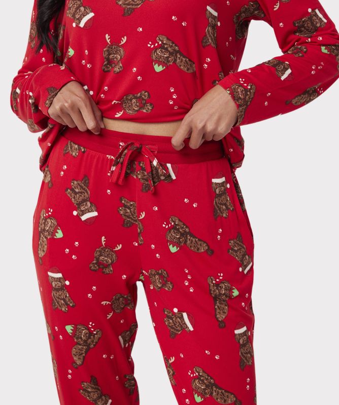 Chelsea Peers Christmas Cockapoo Print Long Pajamas