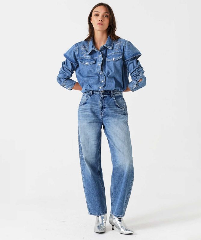 Seventy + Mochi Juno Embroidered Denim Shirt