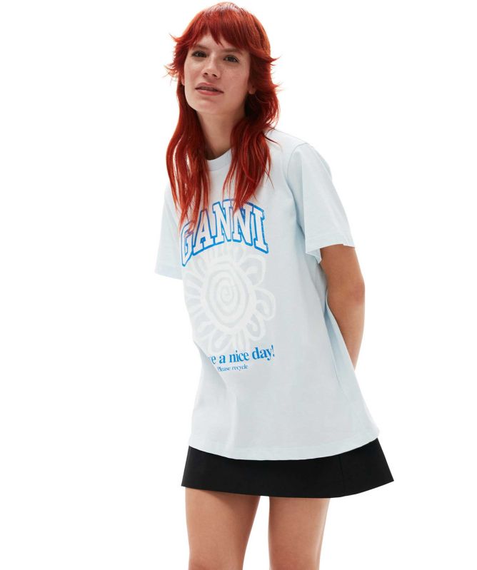 GANNI Relaxed Organic Cotton Flower T-Shirt
