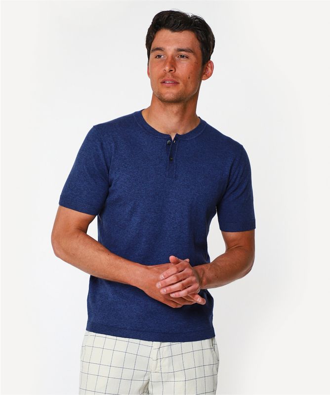 Thomas Maine Cotton Cashmere Henley T-Shirt