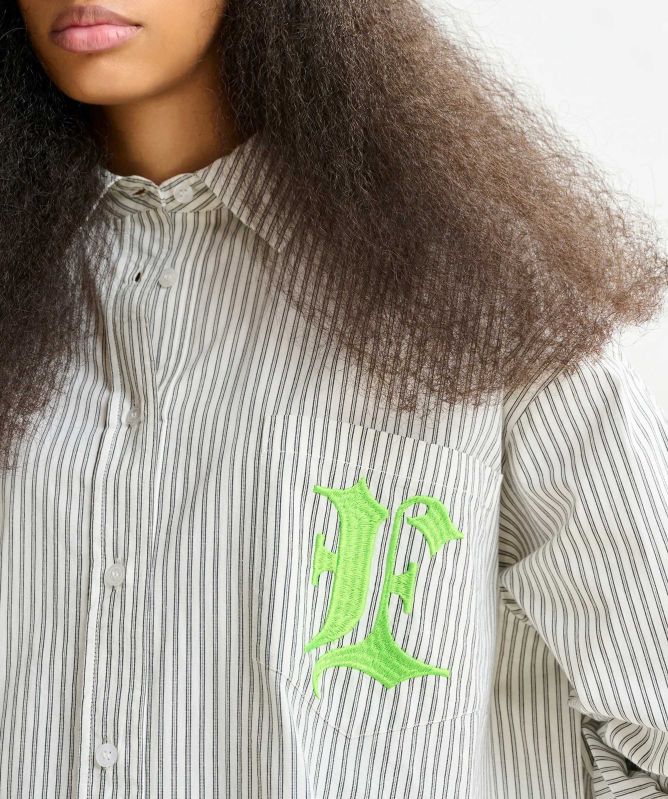 Essentiel Antwerp Ipatch Striped Embroidered Cotton Shirt