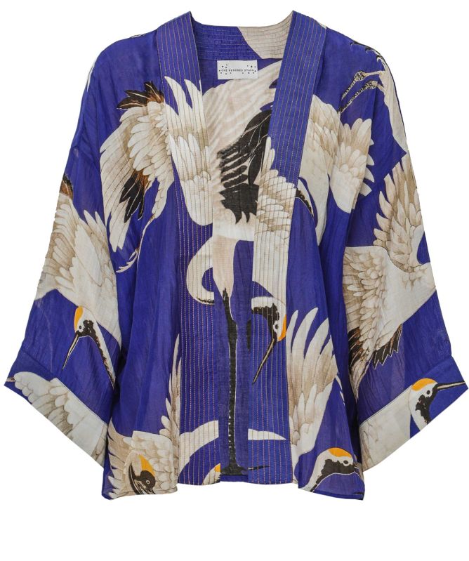 One Hundred Stars Stork Royal Blue Kimono
