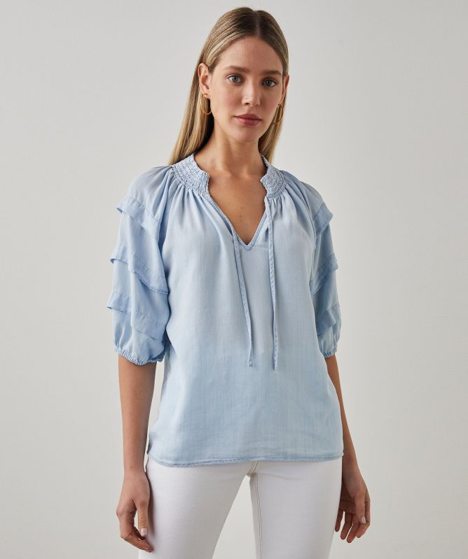 Rails Paris Pleated Sleeves Blouse