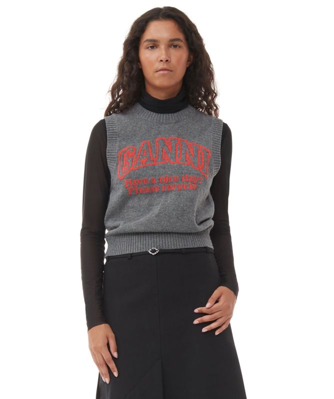 GANNI Wool Mix Graphic Vest