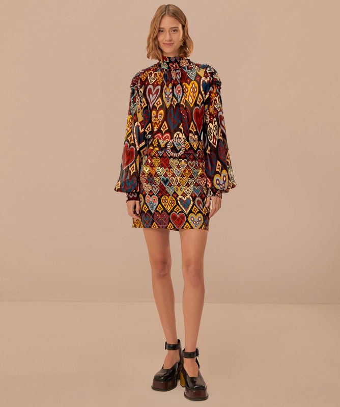 FARM Rio Hearts Ikat Mini Skirt