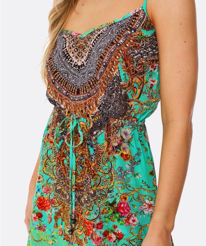 Inoa Chartreuse Silk Flirt Mini Dress