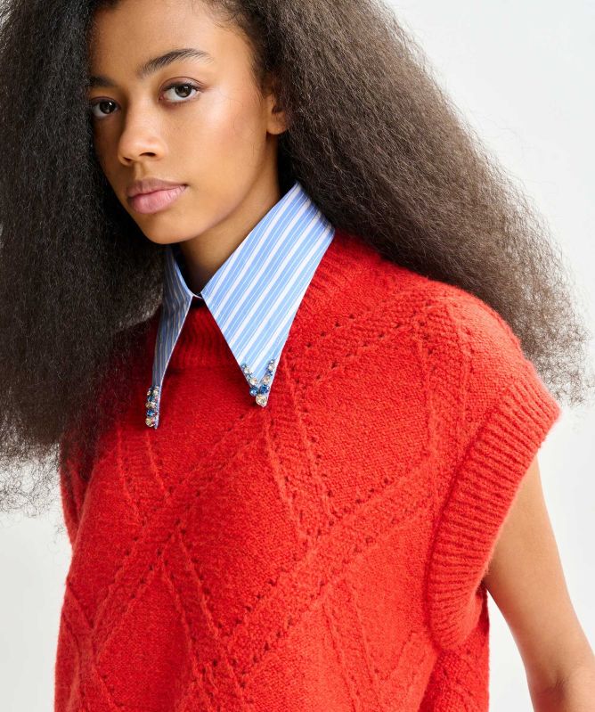 Essentiel Antwerp Import Cable-Knit Sleeveless Jumper