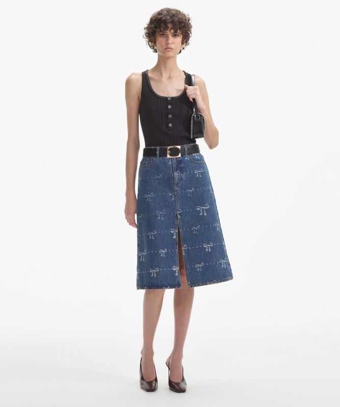 Self-Portrait Embellished Ribbed Knit Top