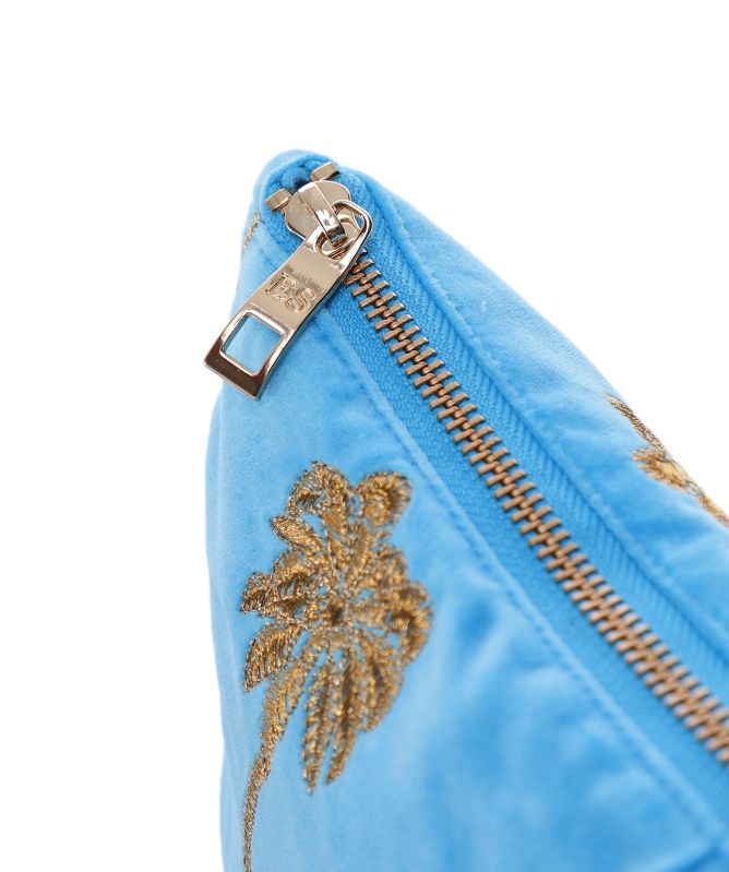 Elizabeth Scarlett Gold Palm Blue Everyday Pouch