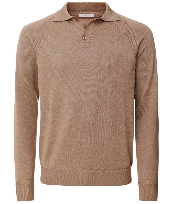 Seinse Long Sleeve Knitted Polo Shirt