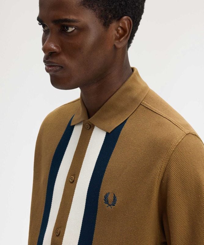 Fred Perry Panelled Button-Through Polo Shirt