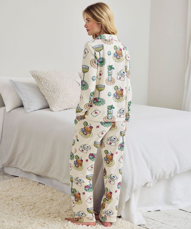 Chelsea Peers Cocktails & Cards Print Long Pajama Set