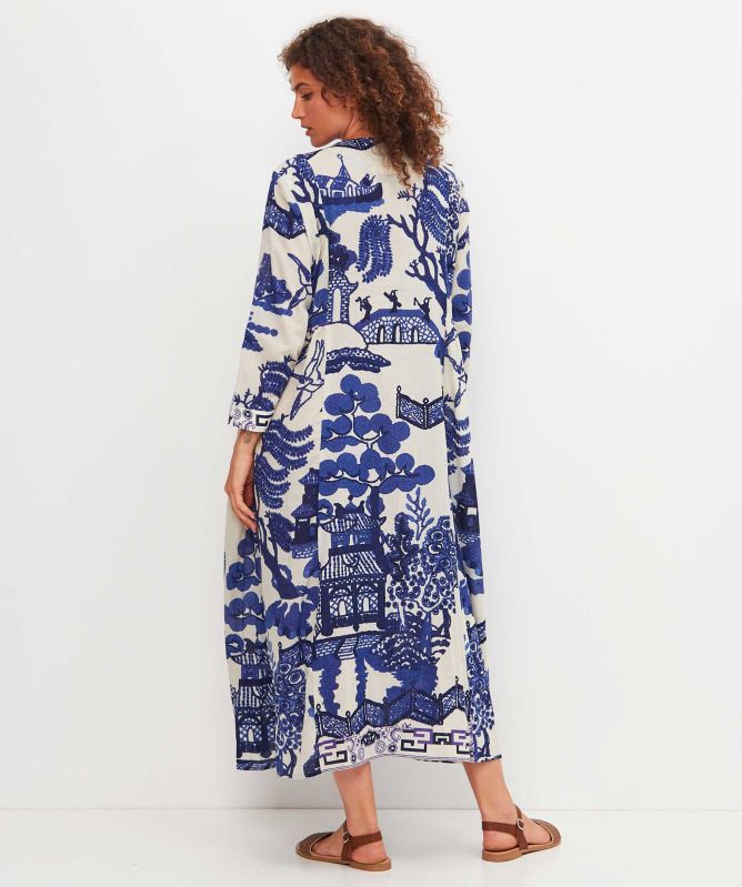 One Hundred Stars Giant Willow Blue Pinch Pleat Dress