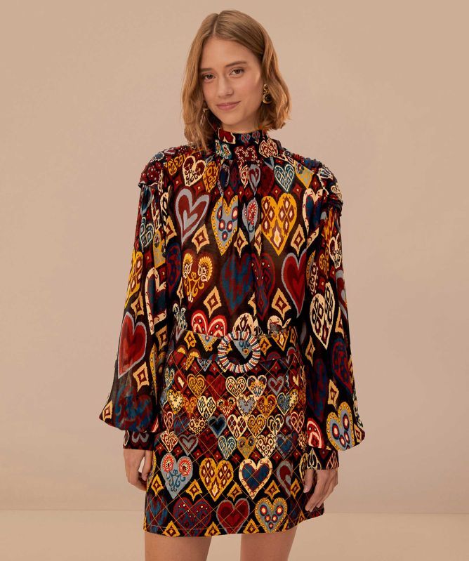 FARM Rio Hearts Ikat Mini Skirt