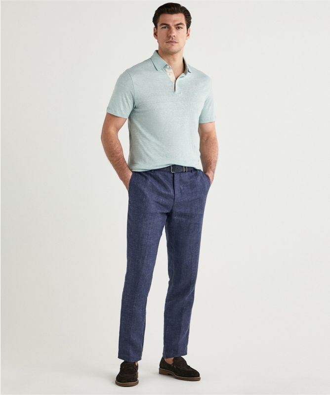 Hackett Slim Fit Linen Polo Shirt
