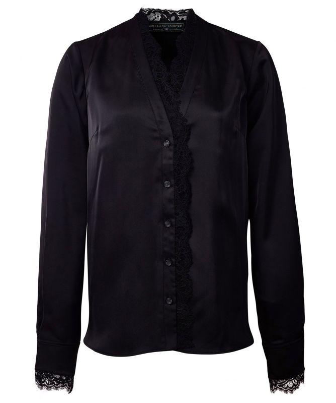 Holland Cooper Lace V-Neck Satin Blouse