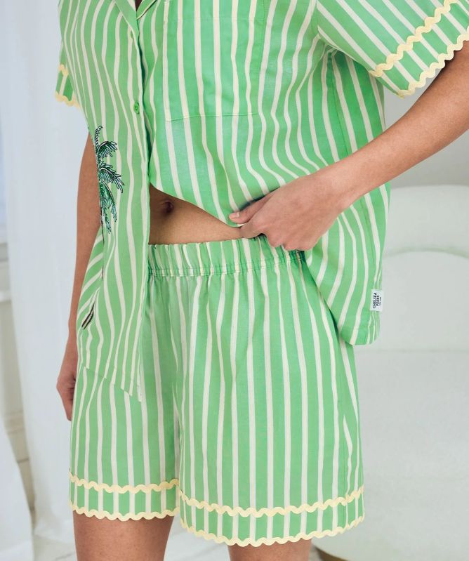 Chelsea Peers Tropical Palm Stripe Short Pajamas