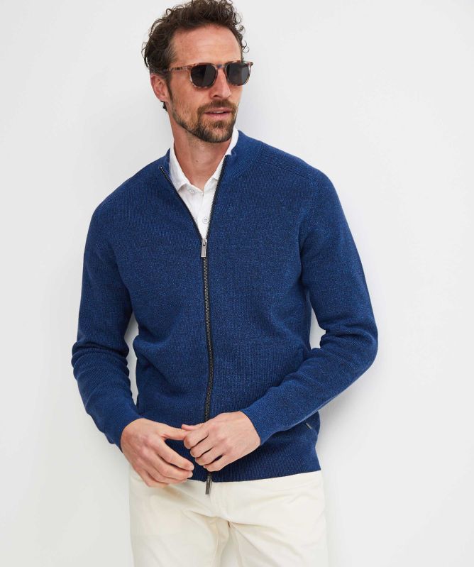 Thomas Maine Merino Linen Zip Cardigan