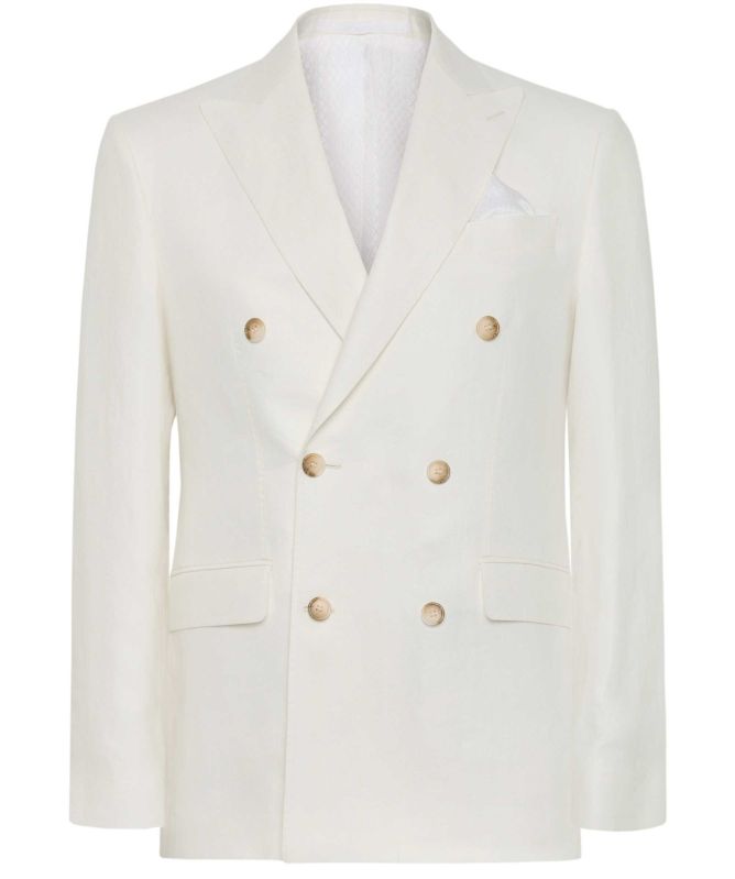 Sand Linen Herringbone Star Blazer