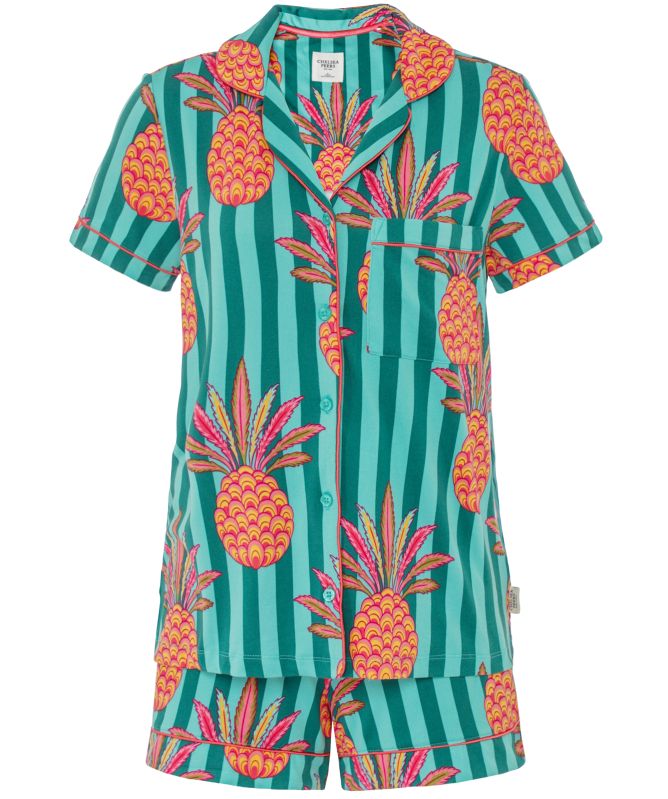 Chelsea Peers Pineapple Stripe Print Short Pajama Set